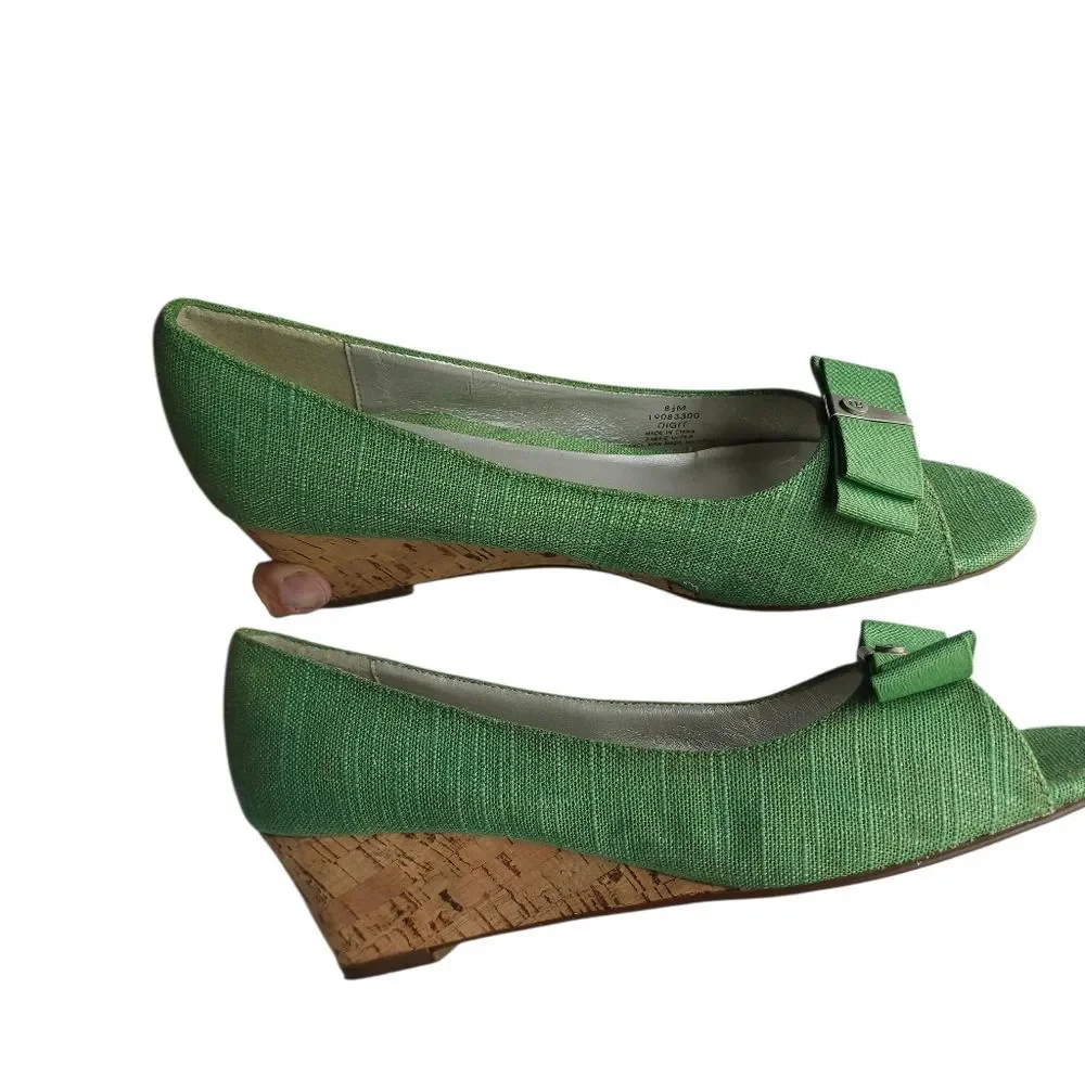 Etienne Aigner Green Wedge Shoes